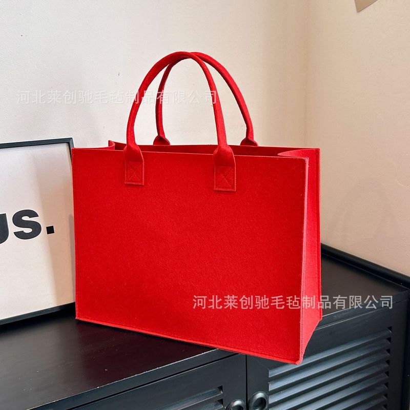 新款简约毛毡包百搭单肩包女托特包时尚手提包化妆品毛毡包定制|undefined