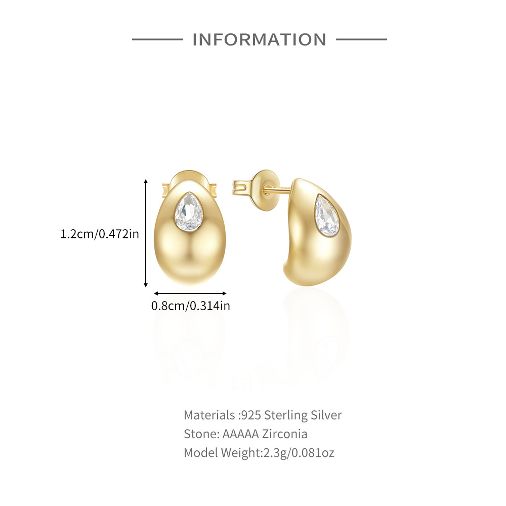 6g Weight 925 Sterling Silver Ear Needle Material Zircon Inlay Material Ear Studs Classification 1 Pair Quantity Daily, Street Occasion 925 Sterling Silver Material Geometric Pattern Women's Gender Plating, Inlay Design Simple Style Style 1 Pair 925 Sterling Silver Zircon Geometric Ear Studs 1