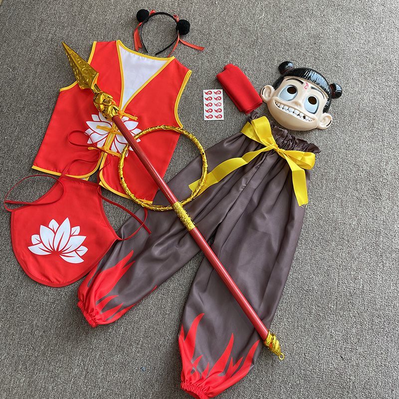 Children's Clothing for Children's Day, Nezha, the Magic Child, Fairy Tale Animation, Halloween Cos Nezha Costume, Full Set for Boys and Girls