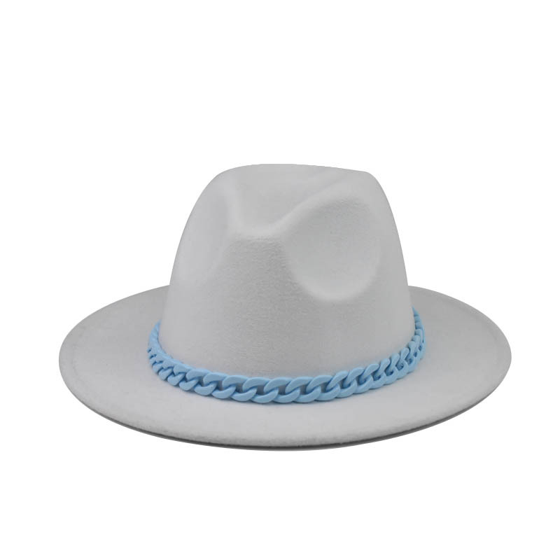 Comercio exterior transfronterizo engrosado padre-hijo Four Seasons Cadena naranja sombrero de lana cadena sombrero de fieltro de ala grande sombrero de copa plana