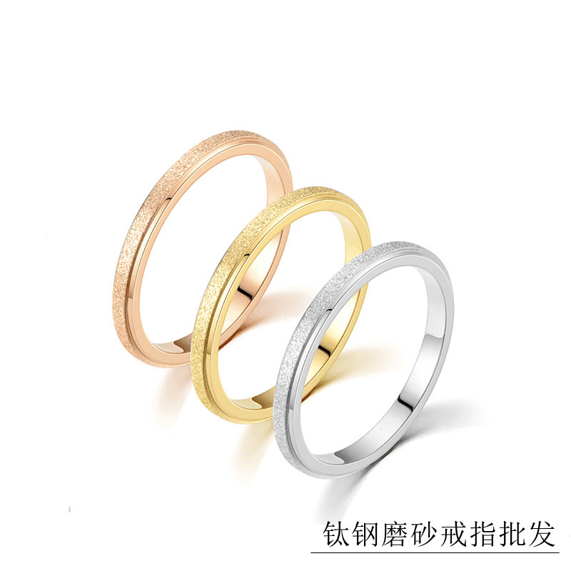 Ing Style Accessible Luxury Titanium Steel Ring for Women Korean Style Niche Non-Fading Frosted Ring European and American Cross-Border Hand Jewelry Wholesale