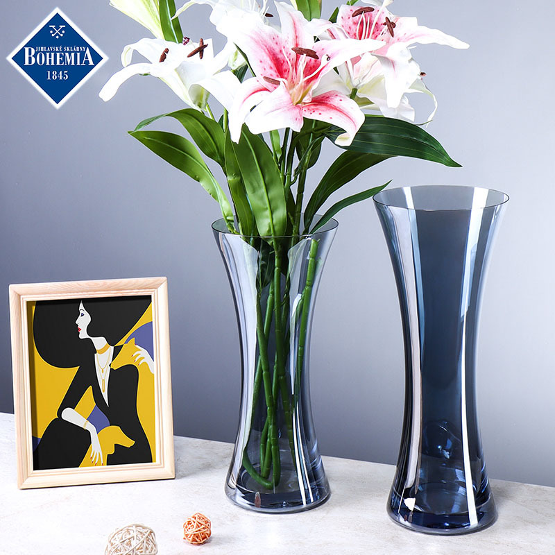 Jarrón de cristal importado con diseño de flores, estilo americano, para sala de estar, mesa de comedor, transparente, delgado, para regalo.