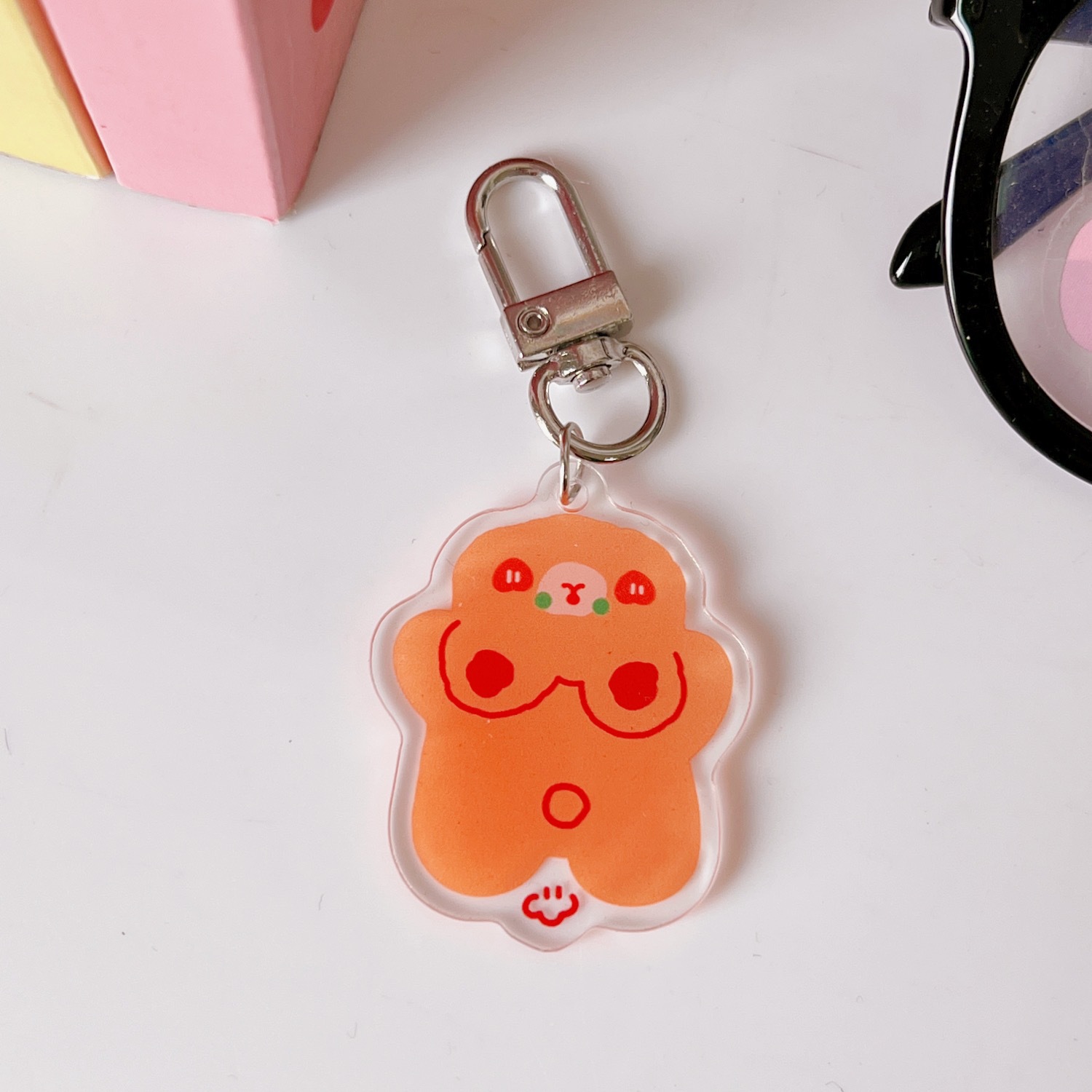 Colgante de oso con forma de corazón estilo japonés, accesorio para mochila, amuleto para niña, llavero de moda, decoración para bolso, celebridad de internet