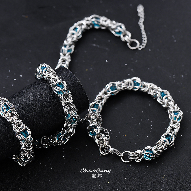 Wavy Bracelet Men's Sapphire High-end All-match Personalized Hip-hop Summer Accessories Women's Niche Simple Jewelry