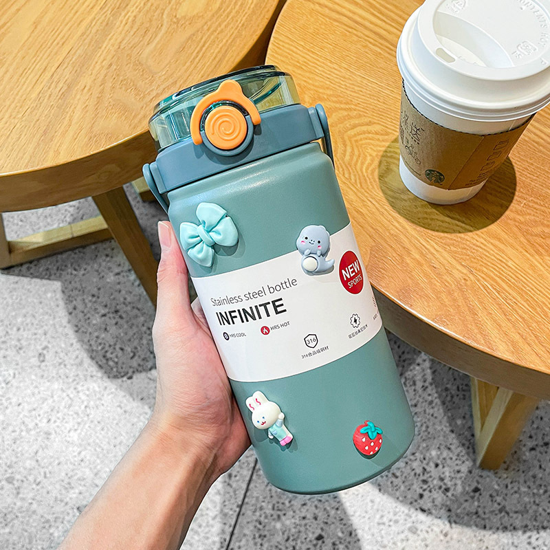 Nueva gran capacidad 304 taza de aislamiento térmico práctica taza de aislamiento de agua fría doble uso al aire libre regalo portátil de un botón para abrir la tapa