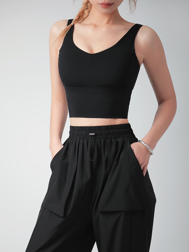 Ropa interior deportiva desnuda, almohadilla para el pecho fija integrada para mujer, chaleco de yoga a prueba de golpes, sujetador de fitness para correr