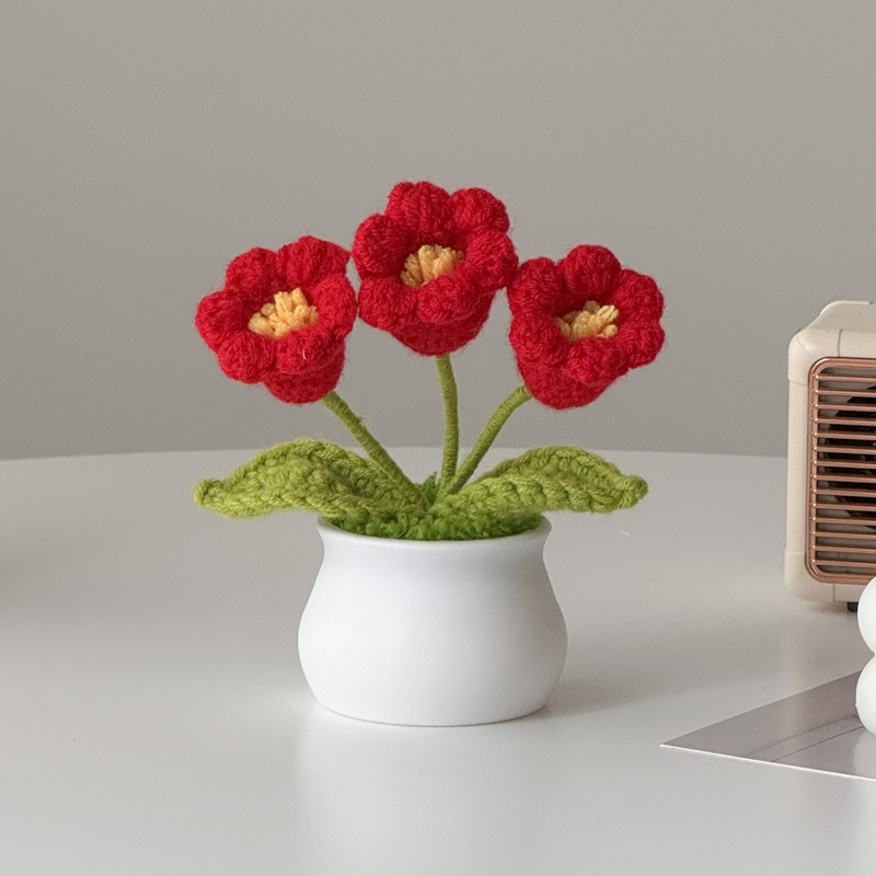 Regalos de día al por mayor girasoles para chicas, ramo de lana tejida a mano, adornos de mesa pequeños