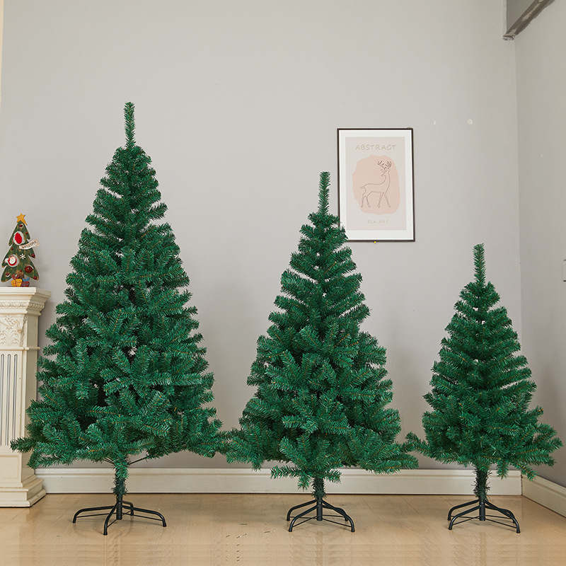 Premium PVC Christmas Tree Set For Home & Commercial Decor - Multiple Sizes (0.6M-3M) With Realistic Green Branches_voghion.com