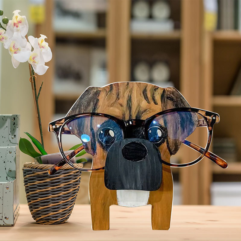 Estante de exhibición para pequeños animales de madera impresa, soporte para gafas, decoración de escritorio, perro pequeño, soporte para gafas image 8
