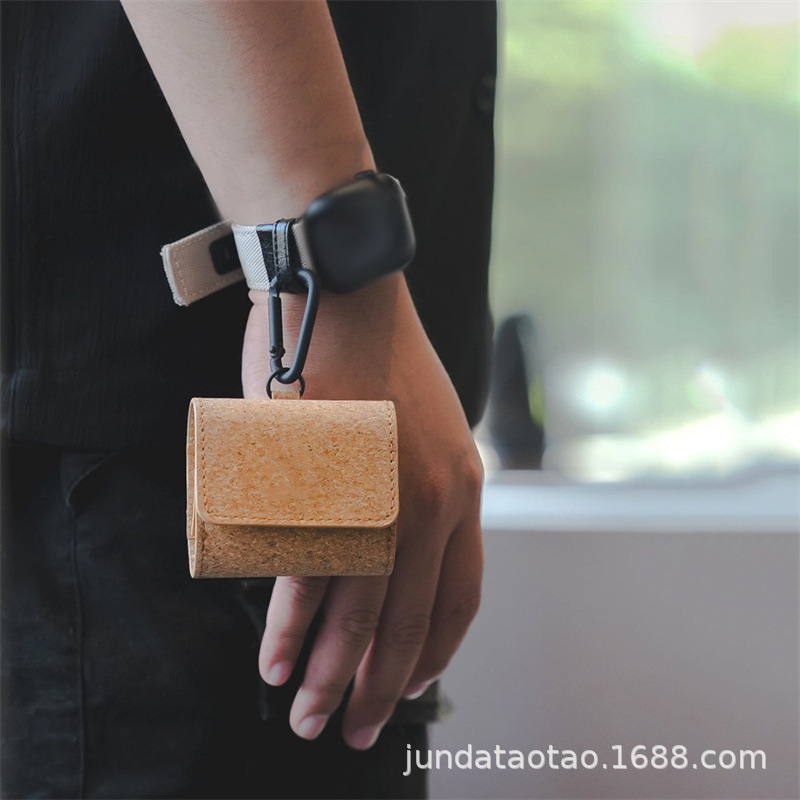 时尚木纹耳机收纳包 PU皮便携蓝牙耳机收纳盒无线耳机包可印logo