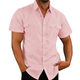New 2023 Summer Simple Shirt Men's Solid Color Collage Linen Cardigan Short-sleeved Loose Lapel Men's Shirt