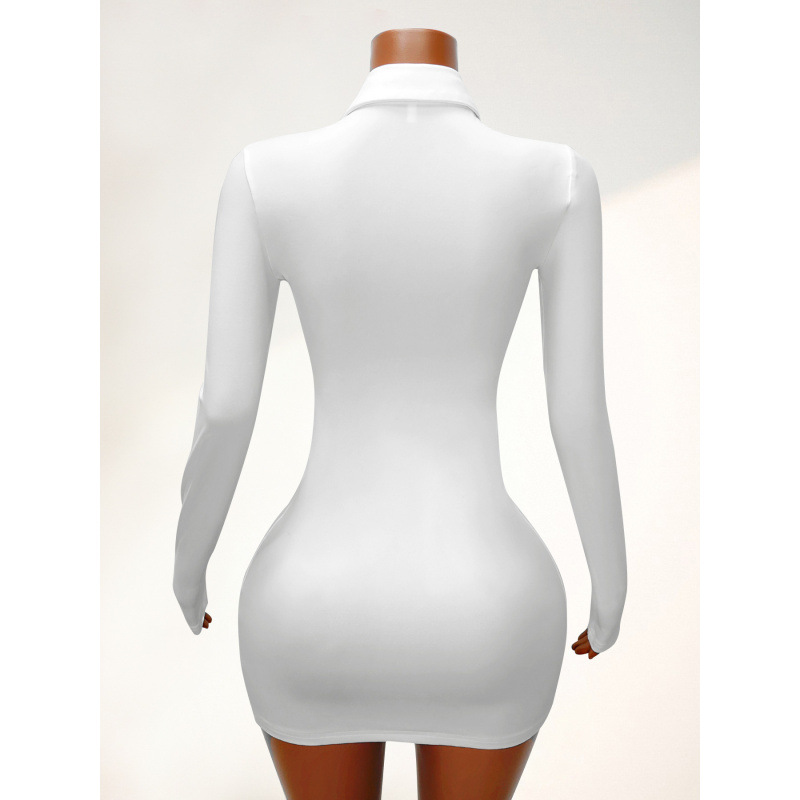 2026 Cross-border Women's Fashion Sexy Hot Girl Tight-Fitting Square-Neck Waist-Cinching Shirt Dress