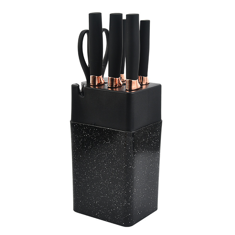 Cuchillo de red multifuncional, mango inclinado de siete piezas, conjunto de cuchillos de acero inoxidable, conjunto completo de cuchillos de cocina domésticos