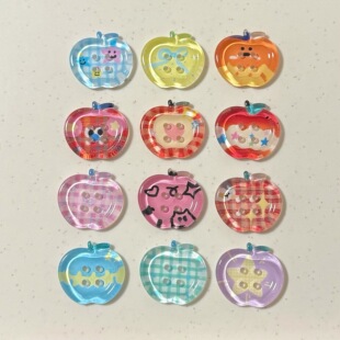 Spring and Summer New Clear Printing Apple Button Accessories DIY Clothing Button Hole Shoes Decorative Mobile Phone Case Accessories
