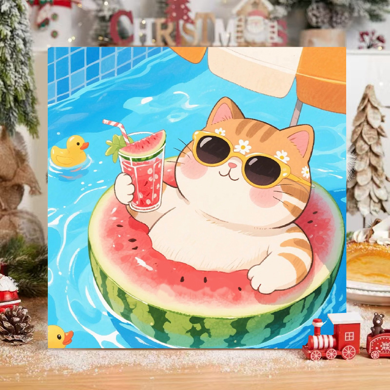 子猫デジタル油絵 diy 着色かわいい漫画動物手作り子供のシンプルな油絵装飾卸売|undefined