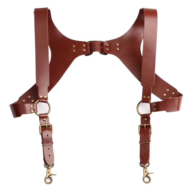 Punk estilo Caballero traje camisa interior correa de cuero marrón Nicholas Tse Feng misma moda correa de remache