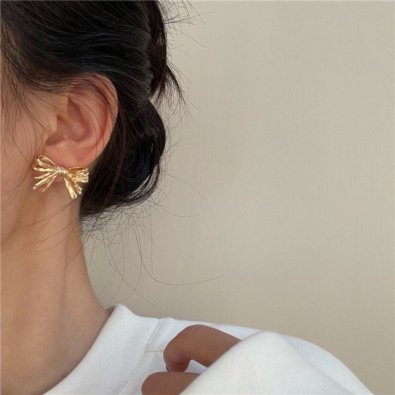 Women'S Gender Bow Knot Plating Alloy No Inlaid Earrings Ear Studs