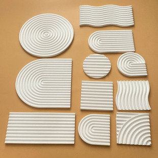 Wave Pattern Storage Tray Home Desktop Plaster Ornaments Background Wall Decoration Organizer Box Photography Photo Props