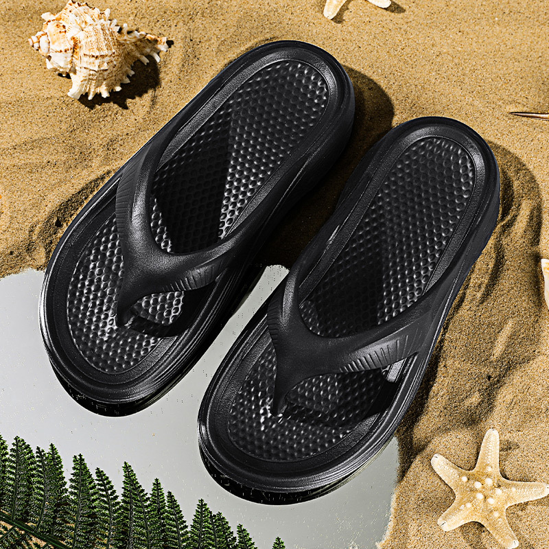 Primavera y verano nuevo estilo EVA zapatillas de hombre planas ligeras, simples y versátiles, chanclas de punta abierta transpirables de playa