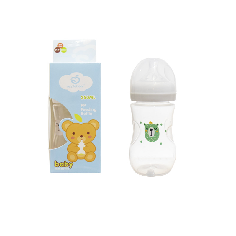 Southeast Asia Hot Selling 250ml Large Capacity Baby Pp Bottle High Temperature Resistant Drinking Water Feeding Anti-Fall Bottle Wholesale