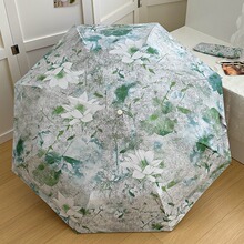 格纹花朵雨伞遮阳伞小众晴雨两用黑胶全自动防晒伞防紫外线太阳伞