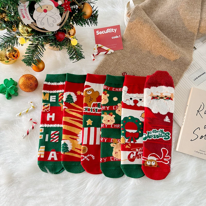Горячая продажа половинная бархатная пара рождественские носки изысканные подарочные коробки снеговик носки производитель внешней торговли Европа и США трансграничная оптовая торговля