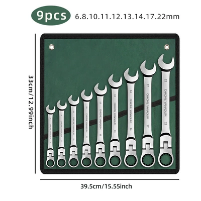 Mühərrik tənzimləmə alətləri, swivel head, 72-tooth quick dual-use - 9pcs-green-cloth-bags