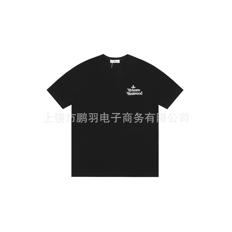 Vivienne Westwood Cross-Border Foreign Trade Saturn Letter Embroidery Print Short-Sleeve T-Shirt