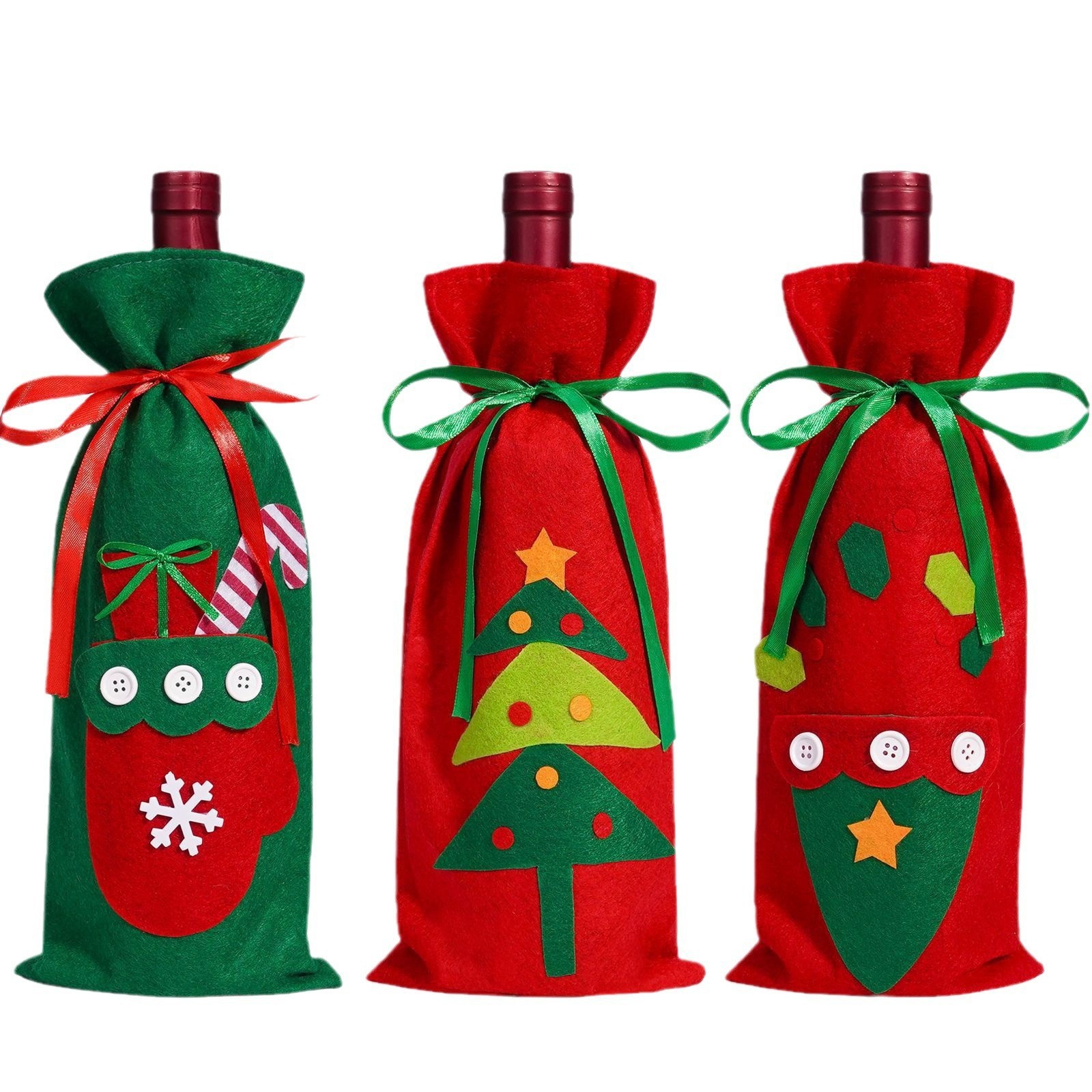 Decoración de Navidad transfronteriza cubierta de botella de vino no tejido creativo set de vino de mesa decoración de restaurante accesorios de vino