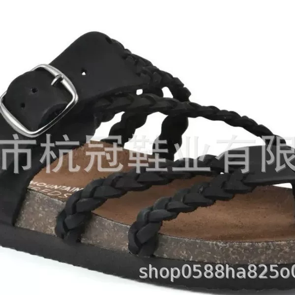 2026 New European and American Style Woven Flat Sandals for Women, Summer Slip-On Roman Sandals for Outdoor Wear
