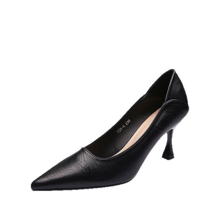 Temperamento zapatos de tacones altos mujeres primavera 2026 nuevo tacones delgados viaje ligero nicho simple estilo francés zapatos de cuero de punta pequeña