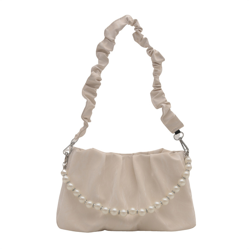 2024 nuevo bolso de mano de cadena de perlas nicho diseño plegable bolso de nube debajo de la axila red de marea roja bolso de mochila