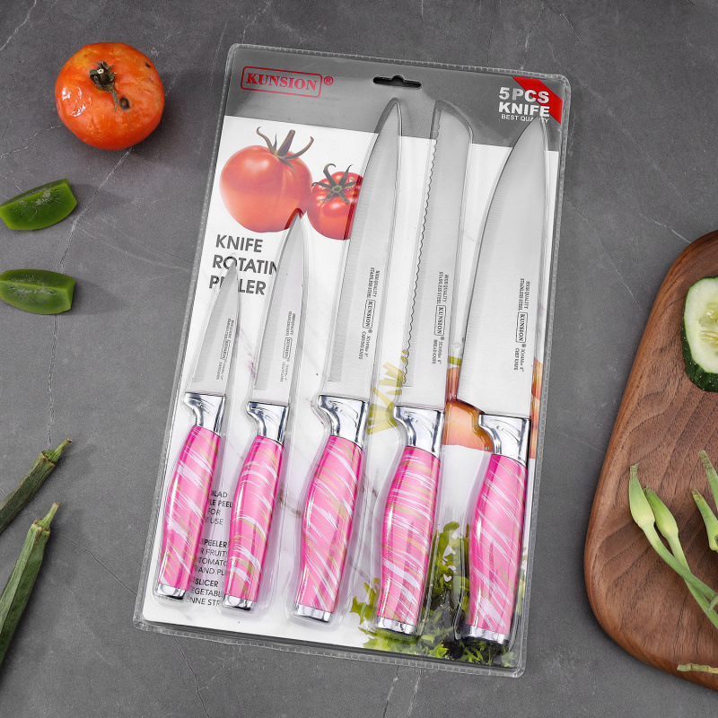 Cuchillo de acero inoxidable 5 piezas cuchillo de cocinero afilado casero cuchillo de frutas cuchillo de regalo