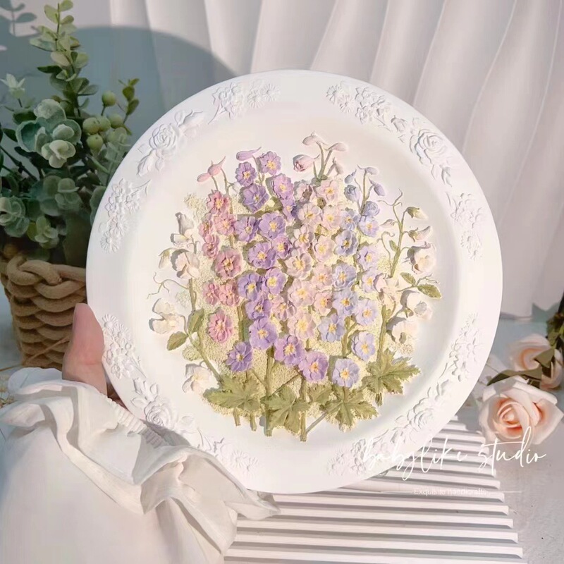 新しいかわいいアロマの花の石膏3d立体浮彫画の置物のミニカラーの絵の落書きの置物|undefined