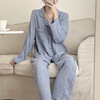 Autumn cute trousers, comfortable pijama, cardigan, shirt, set, simple and elegant design, long sleeve