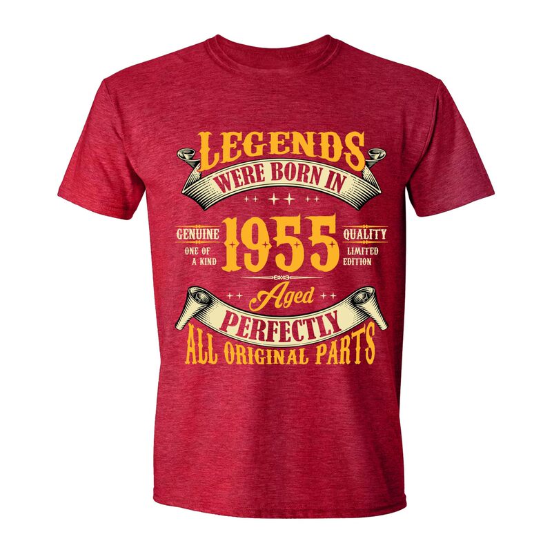 Men's Shirt, Legend Born in 1955 Casual Sports Top Noble Pure Cotton Short Sleeve