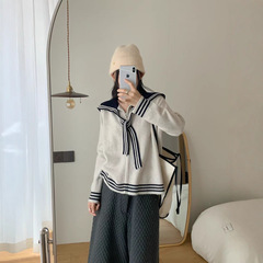 高级感海军领毛衣针织拉链开衫外套女秋冬加厚软糯慵懒风绝美上衣