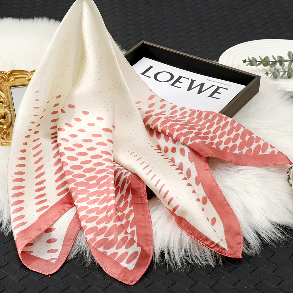 Bufanda de seda de punto de moda coreana 70 bufanda de seda de imitación rosa bufanda de temperamento de azafata bolsa de todo fósforo de nicho bufanda de seda mujer