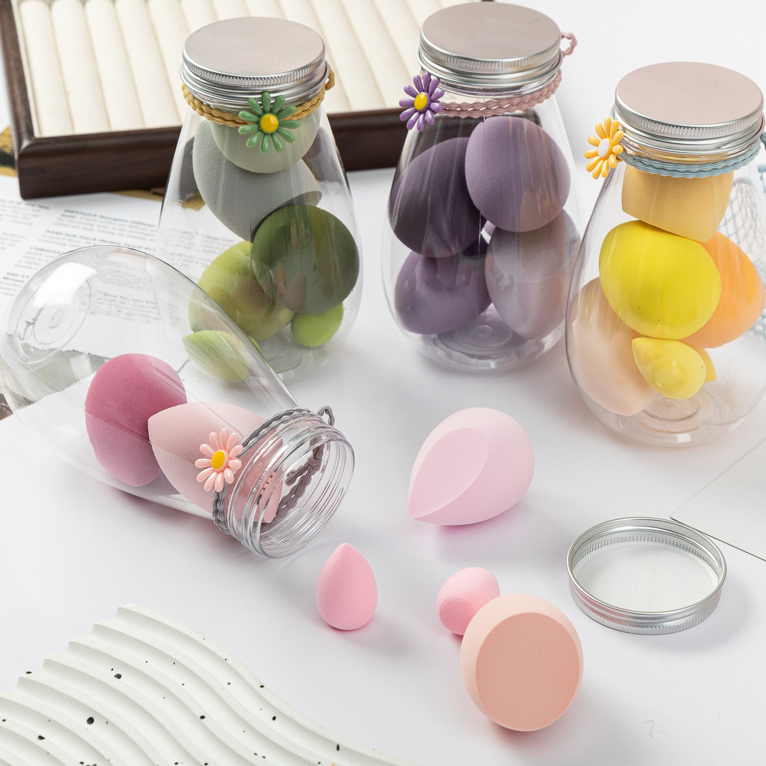 Conjunto de huevos de maquillaje transfronterizo, polvo no de látex botella de deriva, polvo de esponja, cojín de aire para maquillaje sin polvo, uso seco y húmedo.