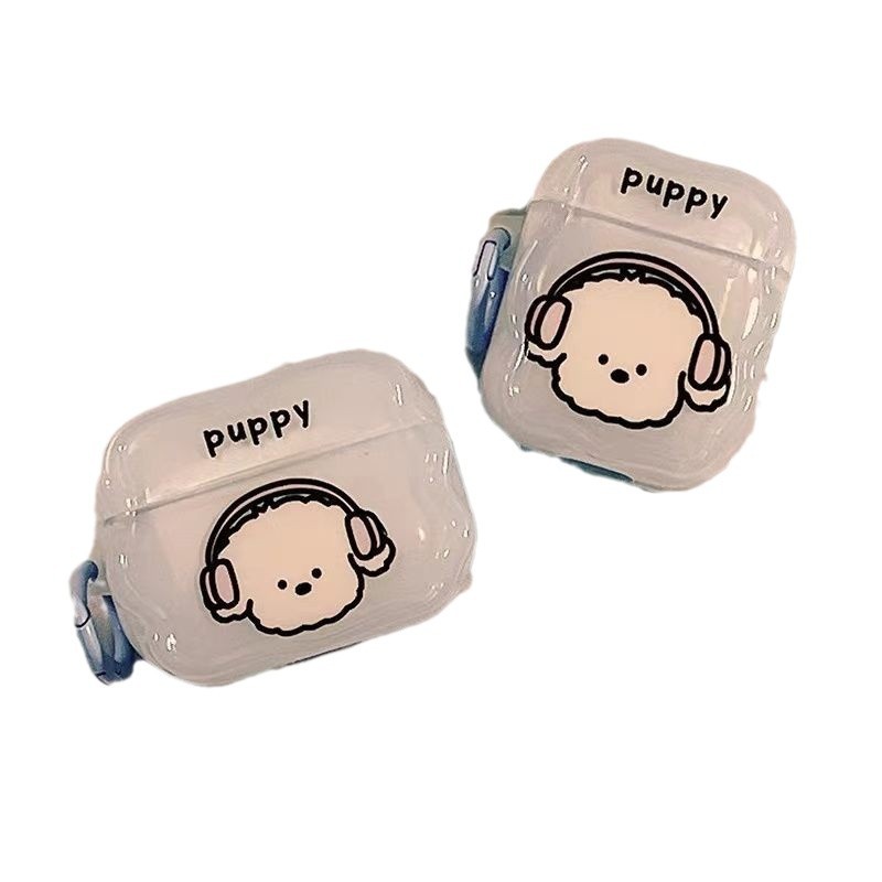 Ins encantador divertido dibujos animados escucha música cachorro para AirPods 4 Apple pro3 auriculares Bluetooth auriculares cubierta