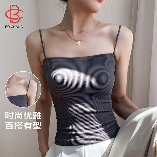 Summer hot girl camisole, feminine knitted inner, tube top bottoming, slim fit and beautiful back, sleeveless top worn outside