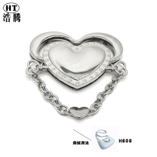 New bag hardware love magnetic buckle lock zinc alloy heart-shaped chain lock buckle handbag women's bag decoration heart-shaped lock