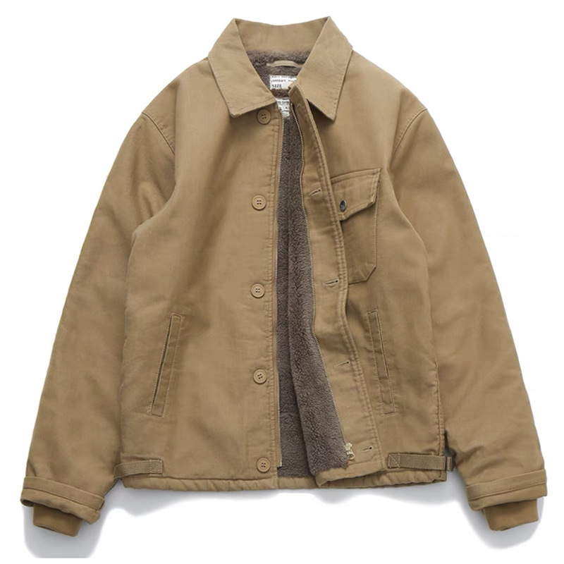 Ropa de trabajo de invierno abrigo de algodón acolchado para los hombres engrosada forrada de lana de algodón acolchado abrigo de lana de cordero chaqueta de cubierta de la solapa ameikaji A2 para los hombres