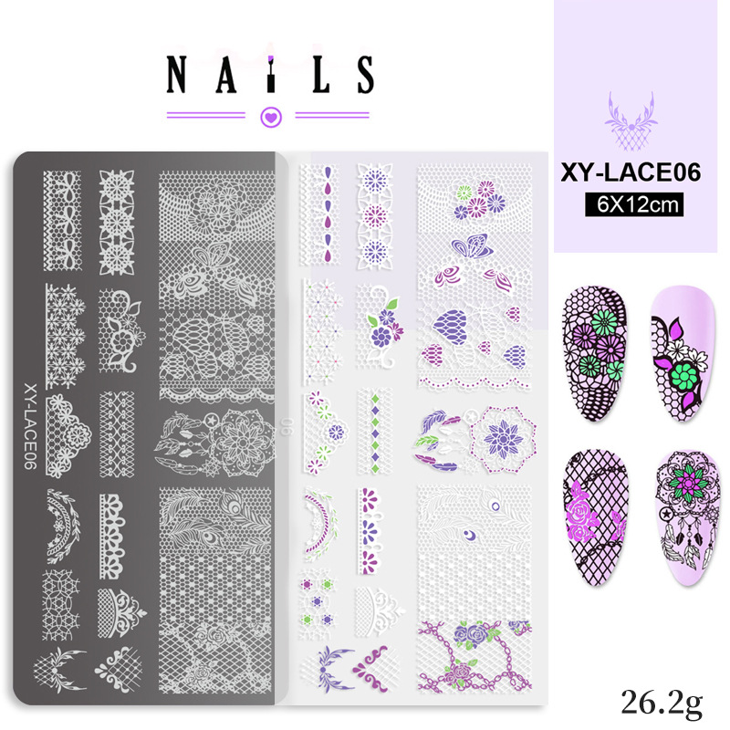 Impresión de acero de manicura con película azul de acero de encaje de transferencia de plantilla de impresión de encaje herramientas de manicura