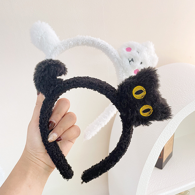 Diadema de peluche lindo gatito mujer Otoño e Invierno antideslizante pelo no herido moda dibujos animados oso muñeca diadema horquilla tocado