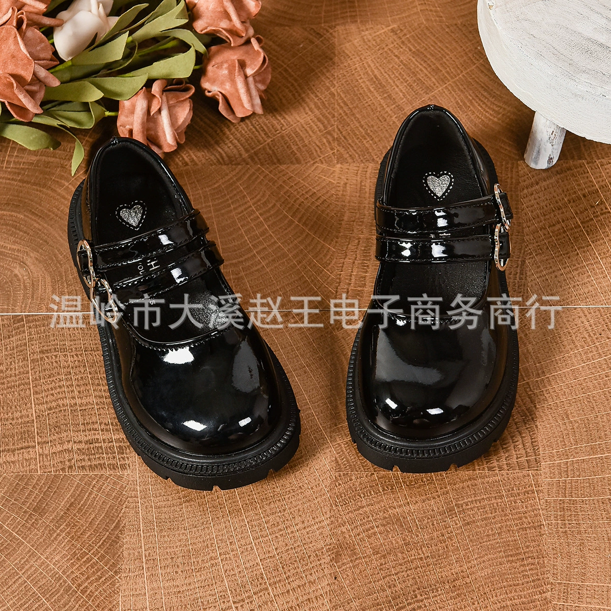 2024 Весна и Осень новый сладкий ветер для девочек сокровище любви черные детские туфли танцевальные туфли
