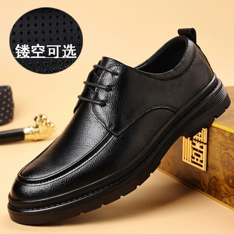 Первый слой овчины мужская деловая повседневная кожаная обувь мода дикая мягкая рабочая обувь папы обувь свадебный жених мужская обувь