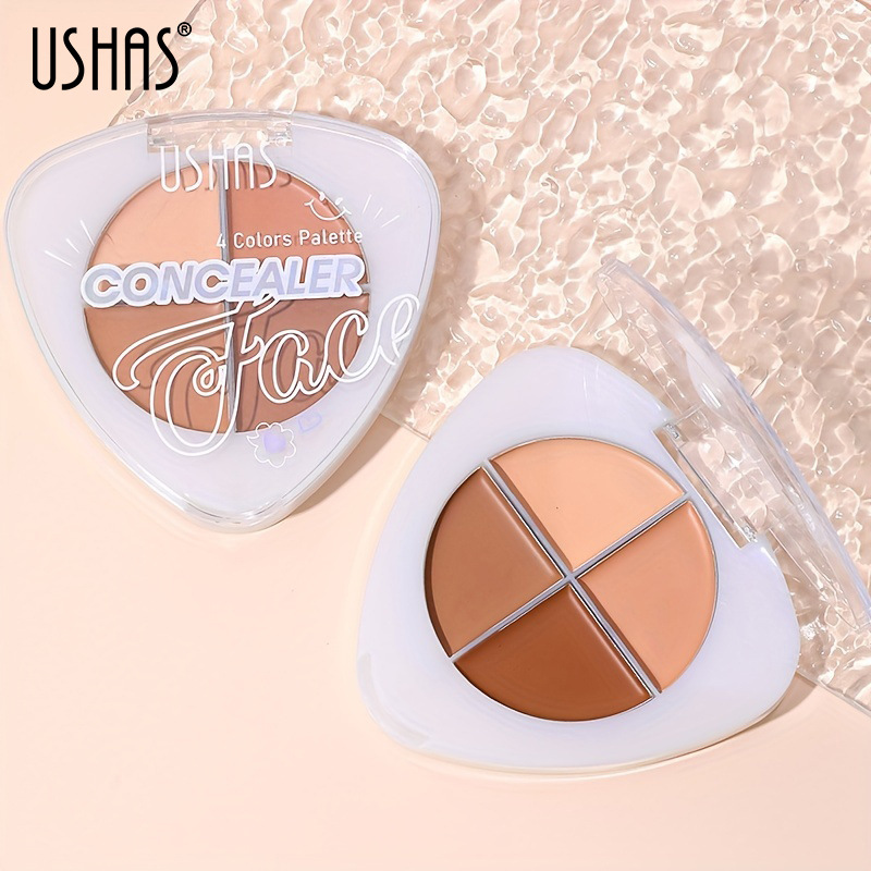 USHAS Cross-border Makeup es exclusivamente para corrector de 4 colores, corrector hidratante, ilumina el tono de la piel, no es fácil de decolar, impermeable y resistente al sudor