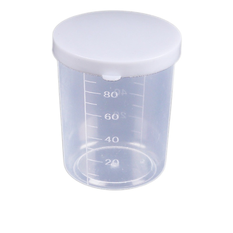 PP taza medidora con tapa en stock 30/50/100ml vaso de precipitados de doble escala vaso de plástico transparente de laboratorio