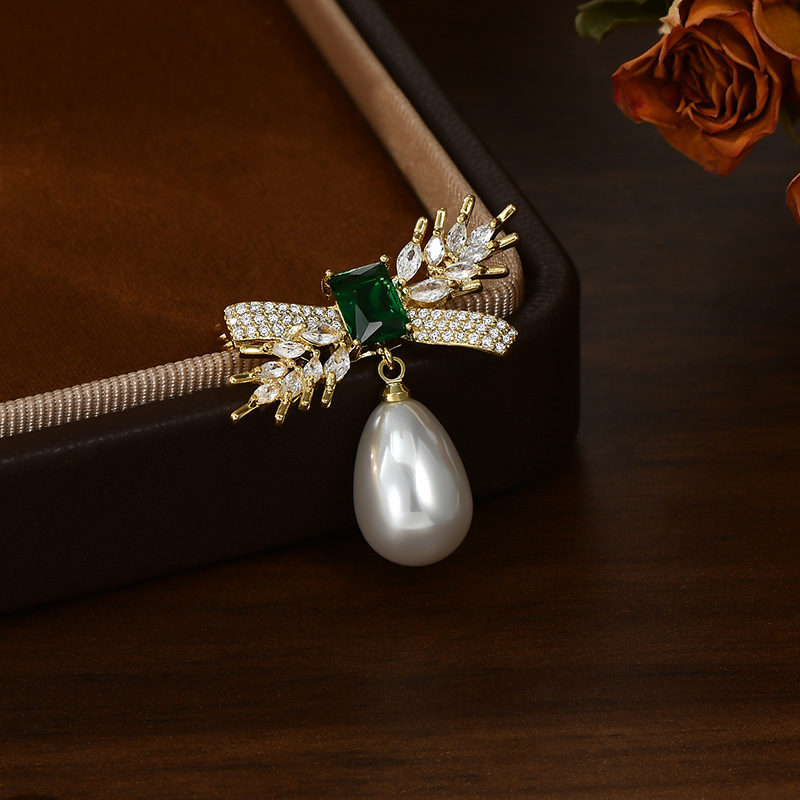 Moda coreana zircon perla broche de trigo creativo elegante atmósfera adornamiento traje vestido accesorios broche lote